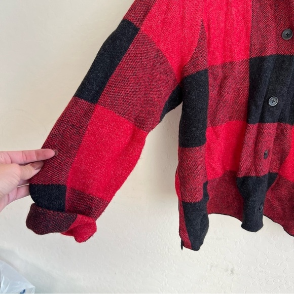J. Jill Red Black Plaid Button Front Sweater - Picture 6 of 8